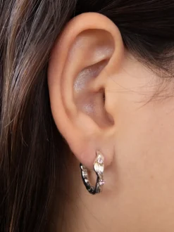 Nan Hoops in Silver - Pink Sapphire