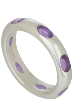 Orbital Ring in Sterling Silver - Faceted Light Amethyst