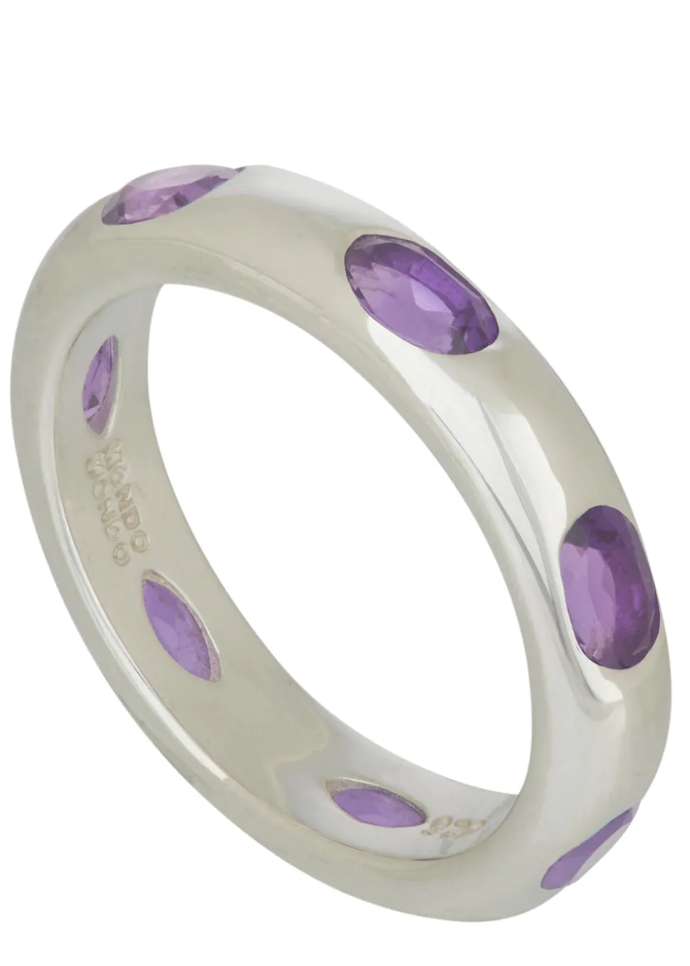 Orbital Ring in Sterling Silver - Faceted Light Amethyst