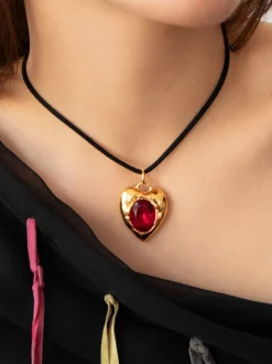 Pacha Cord Necklace in Gold - Fuchsia