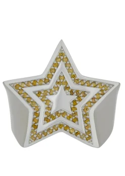Star Ring in Yellow Diamond Pave