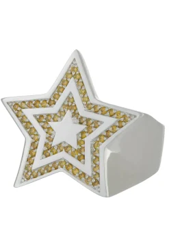 Star Ring in Yellow Diamond Pave