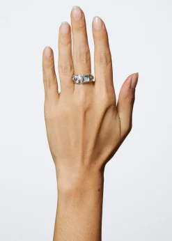 Suede Ring in Sterling Silver - Crystal