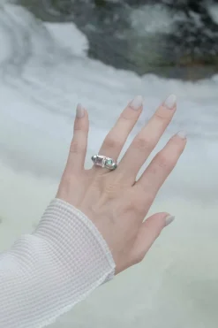 Suede Ring in Sterling Silver - Rosa Iguana