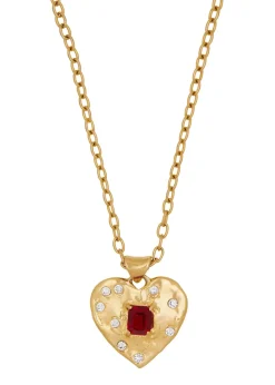 Super Heart Necklace in Gold - Ruby