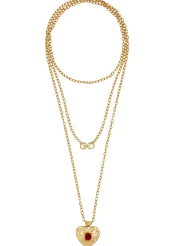 Super Heart Necklace in Gold - Ruby