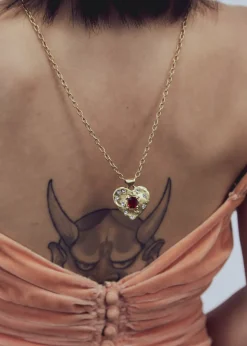 Super Heart Necklace in Gold - Ruby