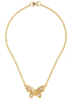 Tropicana Butterfly Necklace in Gold - Pearl