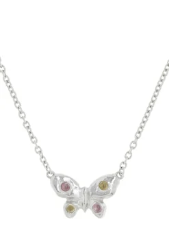 Tropicana Butterfly Necklace in Silver - Rosa/Limoncello