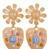 Tropicana Earrings in Gold - Light Blue