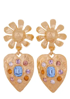 Tropicana Earrings in Gold - Light Blue