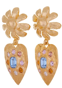 Tropicana Earrings in Gold - Light Blue
