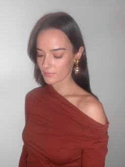 Tropicana Earrings in Gold - Light Blue