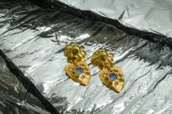Tropicana Earrings in Gold - Light Blue